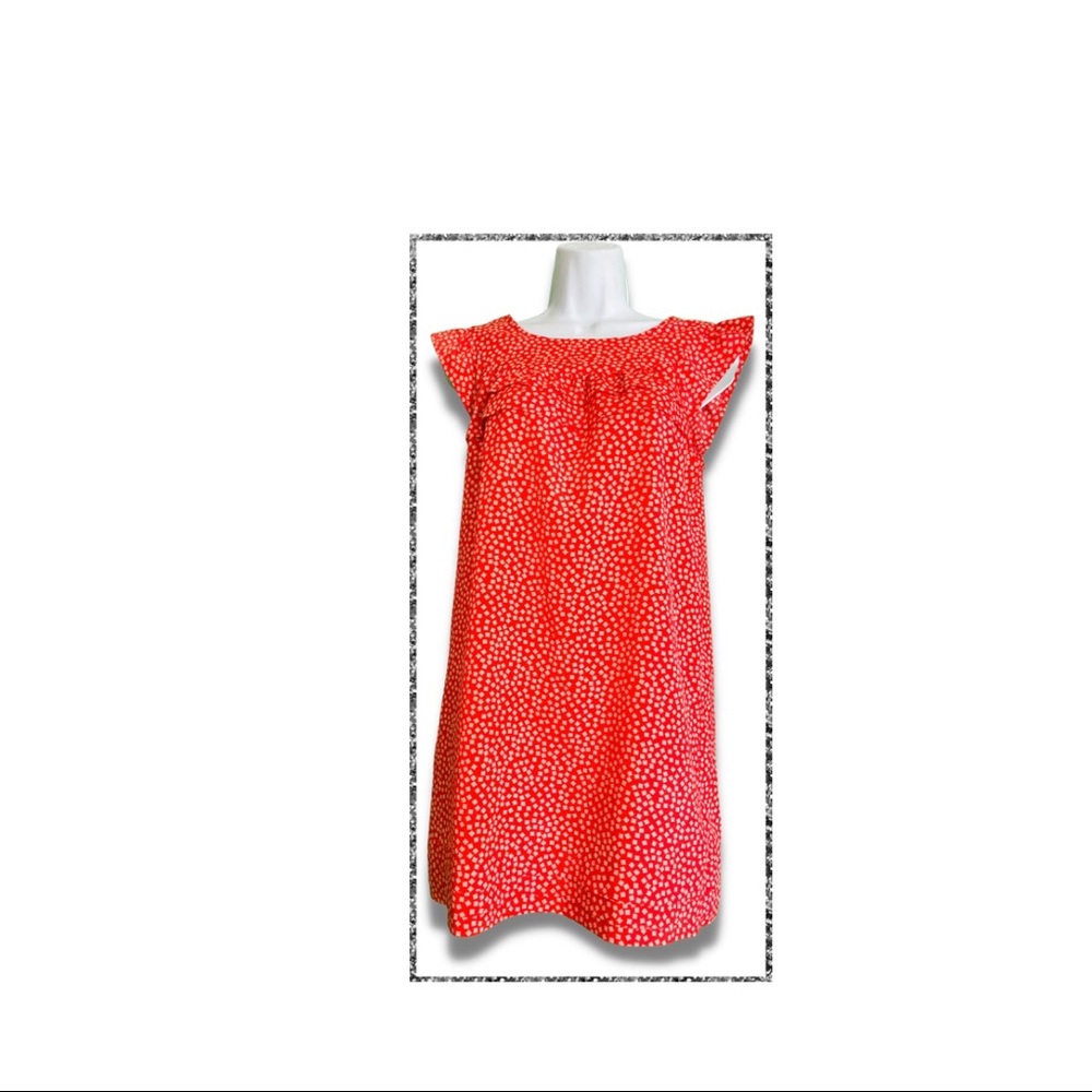 I Love H81 Orange Flutter Sleeve Dress w/ Faux Pearl Buttons. Small/Petite
